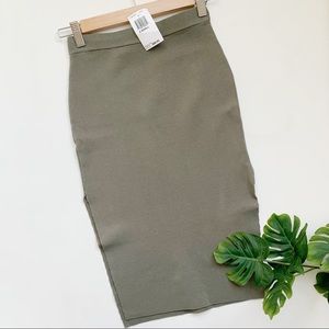 Olivaceous Olive Green Stretch Pencil Skirt